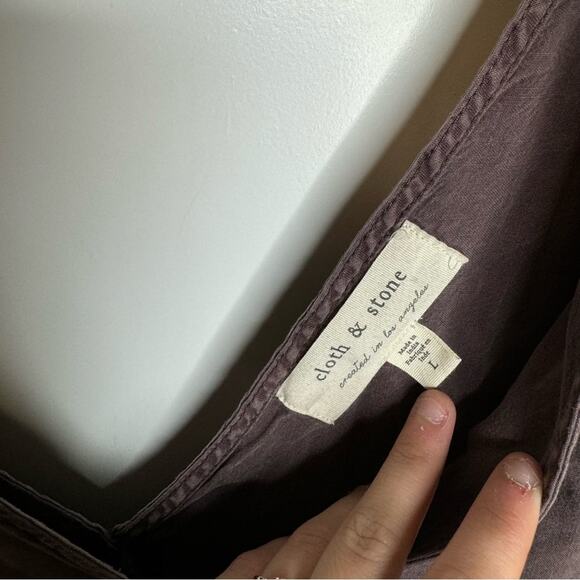 Cloth & Stone Wide Leg Crop Purple Drawstring Jumpsuit Size Large - Picture 6 of 8